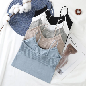 Seamless Ribbed Padded Cami Crop Top